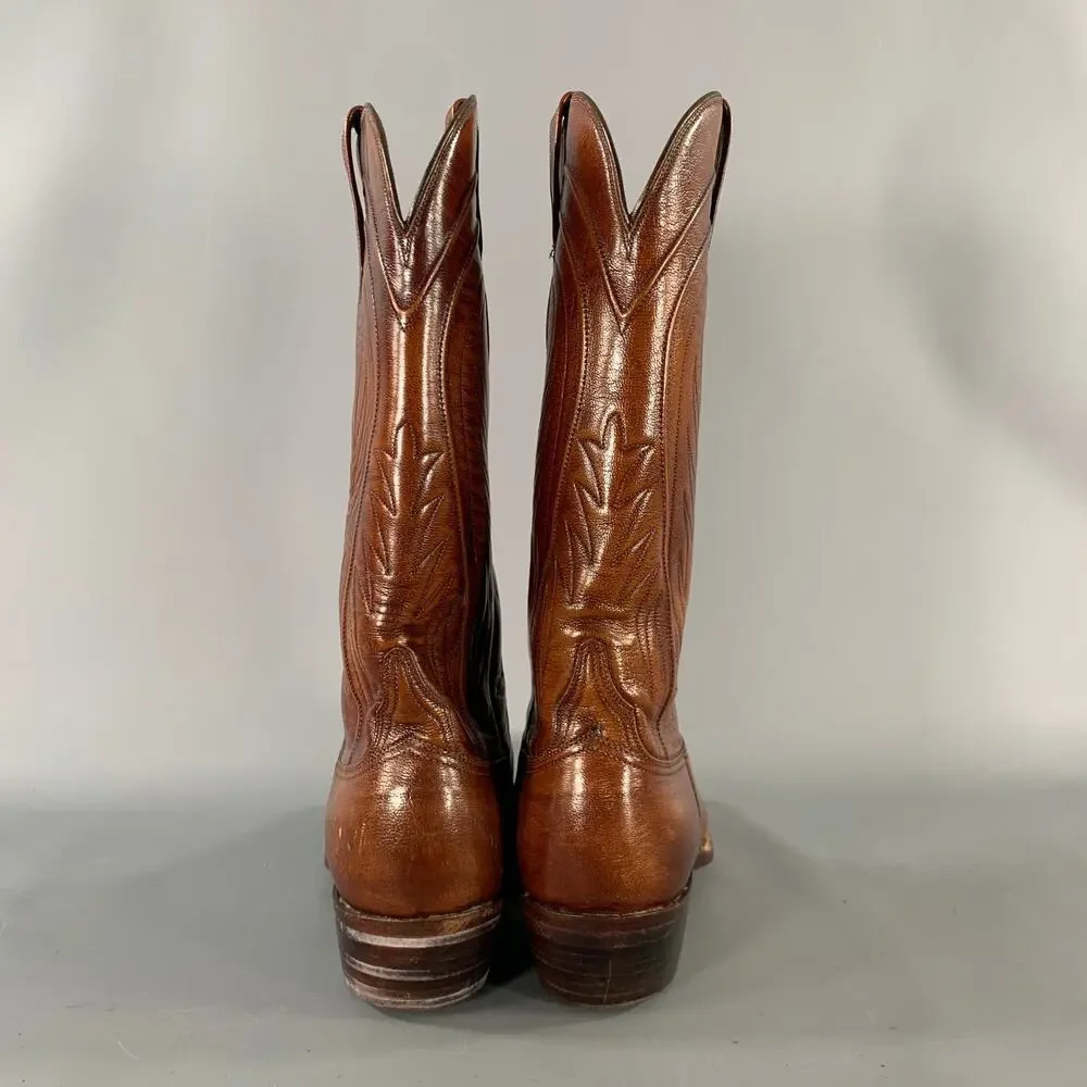 LUCCHESE Size 9 Brown Leather Pull On Boots